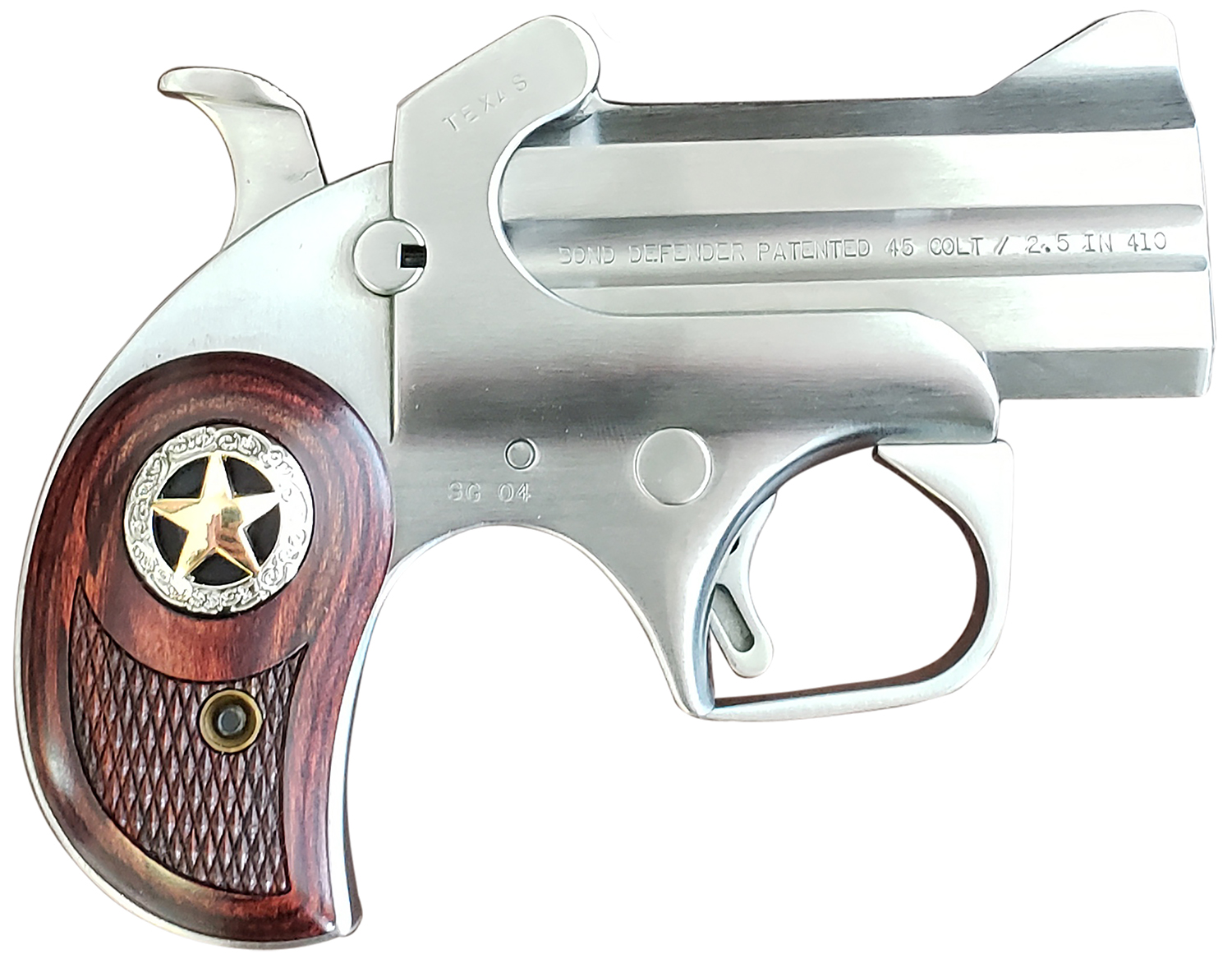 Bond Arms Rustic Defender 3″ Derringer, Stainless, Rosewood
